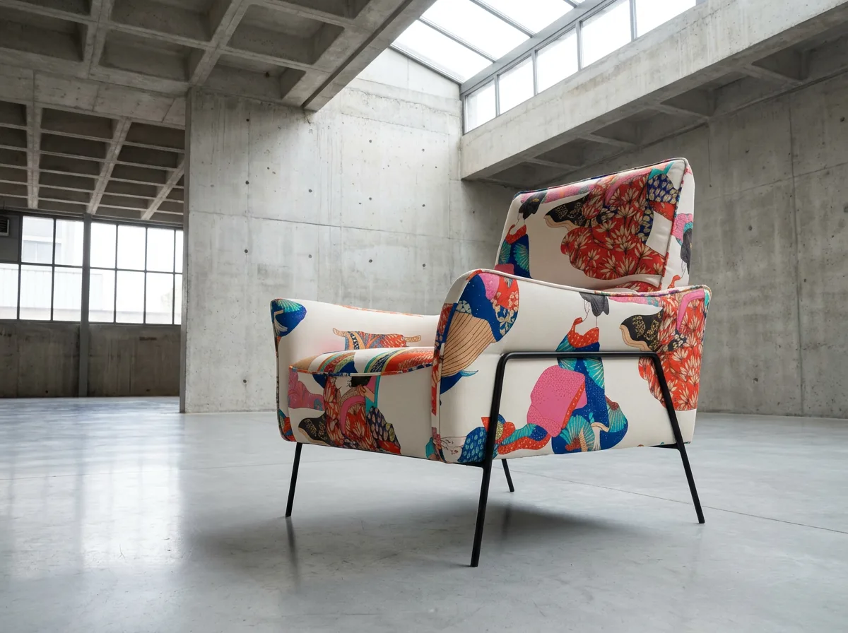 Fauteuil OSAKA Héritage — imprimé japonisant Kimono Crème, Maison Thévenon