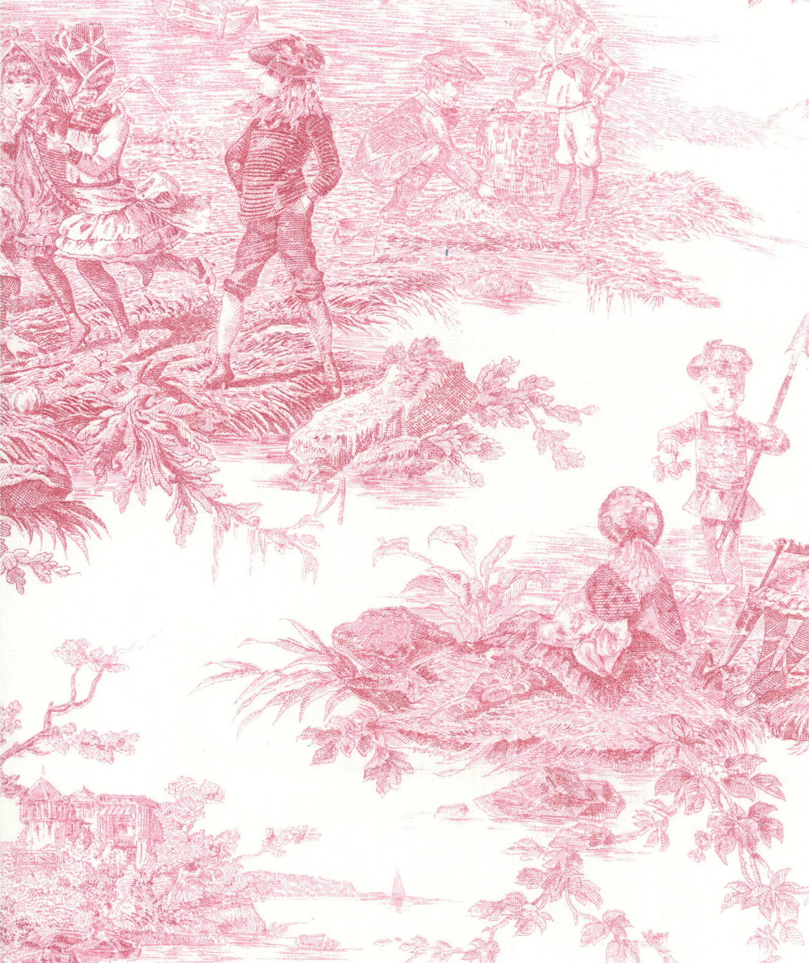 Tissu Toile de Jouy Histoire d’eau Bordeaux — Maison Thevenon
